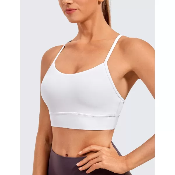 CRZ YOGA Butterluxe Womens YBack Racerback Sports Bra  Spaghetti Straps Wireless Scoop Neck Athletic Padded Yoga BraWhite