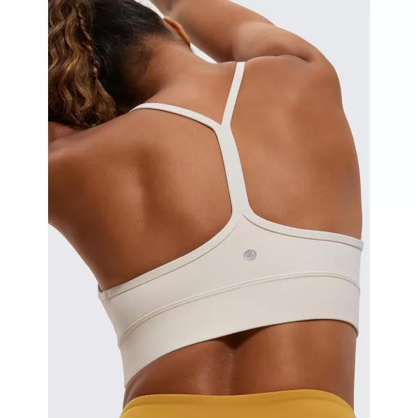 CRZ YOGA Butterluxe Womens YBack Racerback Sports Bra  Spaghetti Straps Wireless Scoop Neck Athletic Padded Yoga BraWhite Apricot