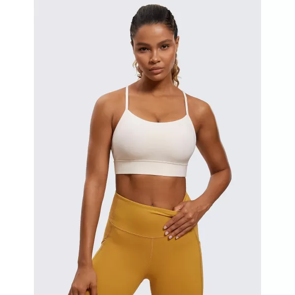 CRZ YOGA Butterluxe Womens YBack Racerback Sports Bra  Spaghetti Straps Wireless Scoop Neck Athletic Padded Yoga BraWhite Apricot