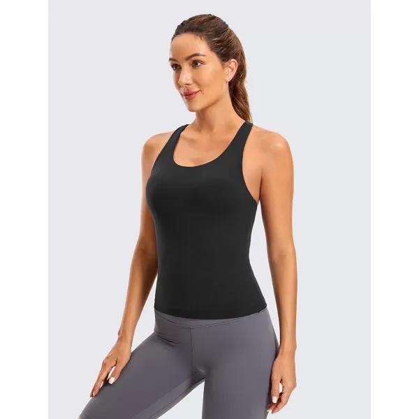 CRZ YOGA Butterluxe Workout Tank Tops for Women Built in Shelf Bras Padded  Racerback Athletic Spandex Yoga CamisoleBlack