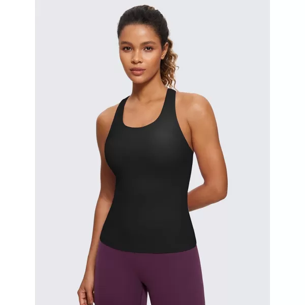 CRZ YOGA Butterluxe Workout Tank Tops for Women Built in Shelf Bras Padded  Racerback Athletic Spandex Yoga CamisoleBlack