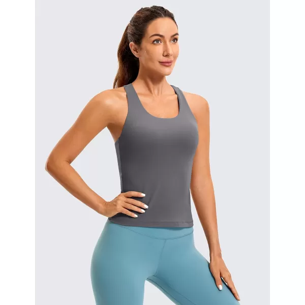 CRZ YOGA Butterluxe Workout Tank Tops for Women Built in Shelf Bras Padded  Racerback Athletic Spandex Yoga CamisoleDark Carbon