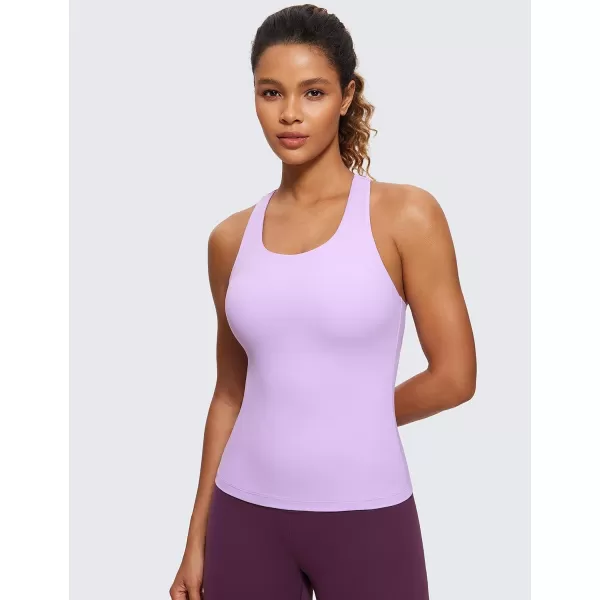 CRZ YOGA Butterluxe Workout Tank Tops for Women Built in Shelf Bras Padded  Racerback Athletic Spandex Yoga CamisoleElfin Purple