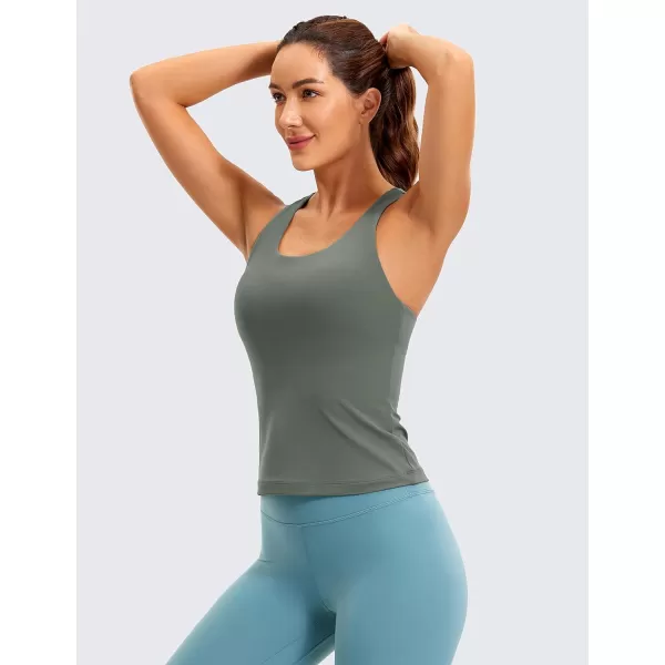 CRZ YOGA Butterluxe Workout Tank Tops for Women Built in Shelf Bras Padded  Racerback Athletic Spandex Yoga CamisoleGrey Sage