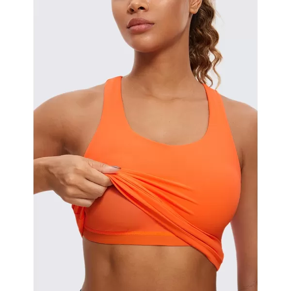 CRZ YOGA Butterluxe Workout Tank Tops for Women Built in Shelf Bras Padded  Racerback Athletic Spandex Yoga CamisoleNeon Orange