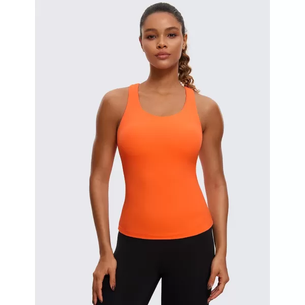 CRZ YOGA Butterluxe Workout Tank Tops for Women Built in Shelf Bras Padded  Racerback Athletic Spandex Yoga CamisoleNeon Orange