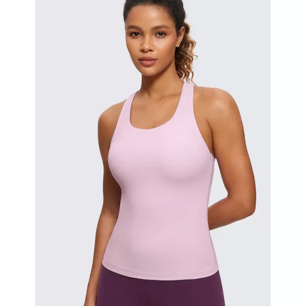 CRZ YOGA Butterluxe Workout Tank Tops for Women Built in Shelf Bras Padded  Racerback Athletic Spandex Yoga CamisolePink Peony