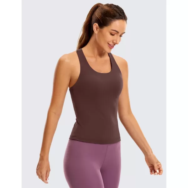 CRZ YOGA Butterluxe Workout Tank Tops for Women Built in Shelf Bras Padded  Racerback Athletic Spandex Yoga CamisoleTaupe