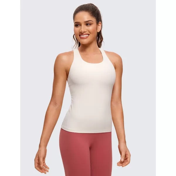 CRZ YOGA Butterluxe Workout Tank Tops for Women Built in Shelf Bras Padded  Racerback Athletic Spandex Yoga CamisoleWhite Apricot