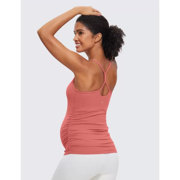 CRZ YOGA Butterluxe Y Back Maternity Tank Top for Women Ruched Pregnancy Basic Tops Sleeveless Athletic Yoga Shirts CamisoleBriar Rose