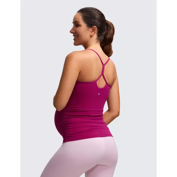 CRZ YOGA Butterluxe Y Back Maternity Tank Top for Women Ruched Pregnancy Basic Tops Sleeveless Athletic Yoga Shirts CamisoleMagenta Purple