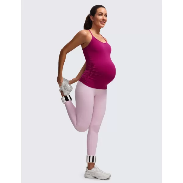 CRZ YOGA Butterluxe Y Back Maternity Tank Top for Women Ruched Pregnancy Basic Tops Sleeveless Athletic Yoga Shirts CamisoleMagenta Purple