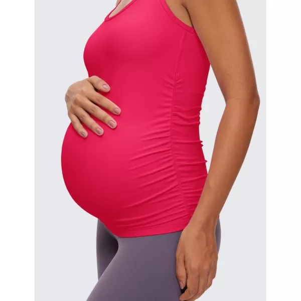 CRZ YOGA Butterluxe Y Back Maternity Tank Top for Women Ruched Pregnancy Basic Tops Sleeveless Athletic Yoga Shirts CamisoleViva Magenta