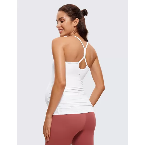 CRZ YOGA Butterluxe Y Back Maternity Tank Top for Women Ruched Pregnancy Basic Tops Sleeveless Athletic Yoga Shirts CamisoleWhite