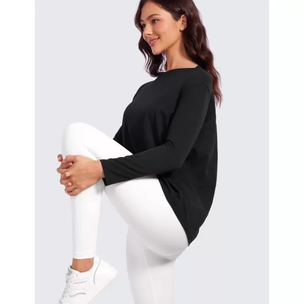 CRZ YOGA ButterluxeLight Long Sleeve Workout Tops for Women Loose Fit Athletic Yoga Shirts Casual Relaxed Fall ShirtBlack