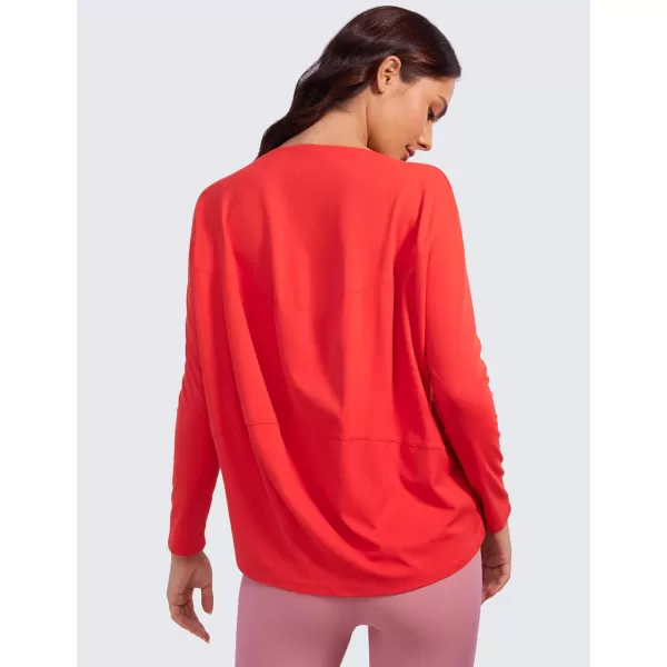 CRZ YOGA ButterluxeLight Long Sleeve Workout Tops for Women Loose Fit Athletic Yoga Shirts Casual Relaxed Fall ShirtDeep Red