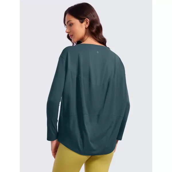 CRZ YOGA ButterluxeLight Long Sleeve Workout Tops for Women Loose Fit Athletic Yoga Shirts Casual Relaxed Fall ShirtForest Dark Green