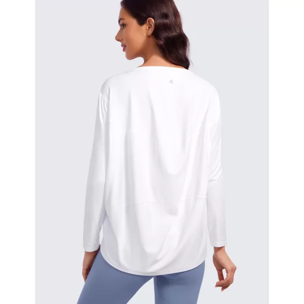 CRZ YOGA ButterluxeLight Long Sleeve Workout Tops for Women Loose Fit Athletic Yoga Shirts Casual Relaxed Fall ShirtWhite