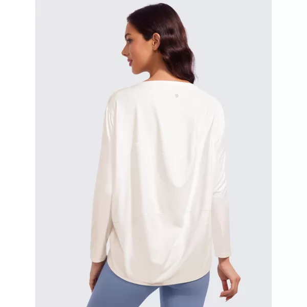 CRZ YOGA ButterluxeLight Long Sleeve Workout Tops for Women Loose Fit Athletic Yoga Shirts Casual Relaxed Fall ShirtWhite Apricot