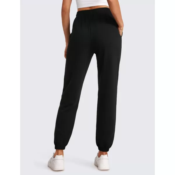 CRZ YOGA Cinch Bottom Sweatpants Women High Waisted Thick Cotton Sweat Pants with Pockets Casual Lounge Athletic JoggersBlack