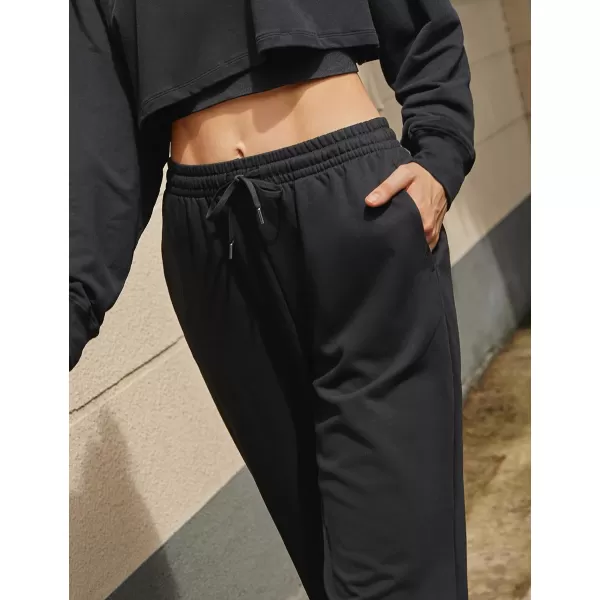 CRZ YOGA Cinch Bottom Sweatpants Women High Waisted Thick Cotton Sweat Pants with Pockets Casual Lounge Athletic JoggersBlack