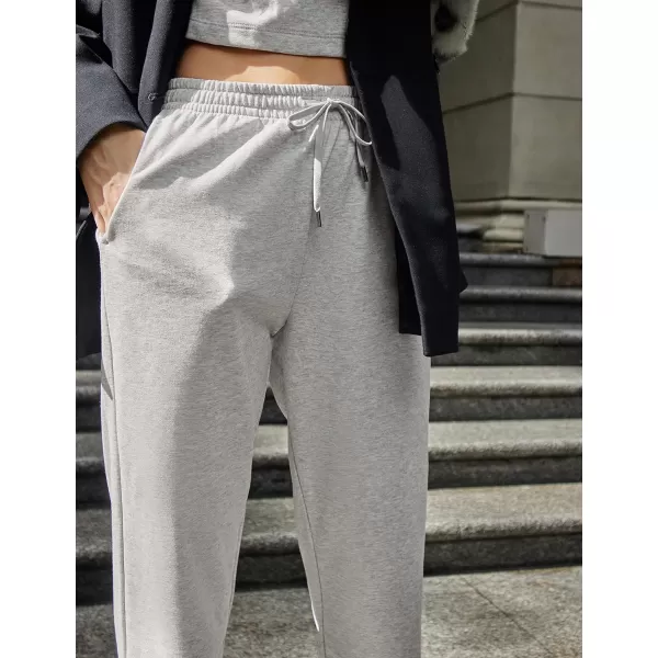 CRZ YOGA Cinch Bottom Sweatpants Women High Waisted Thick Cotton Sweat Pants with Pockets Casual Lounge Athletic JoggersDove Grey Heather