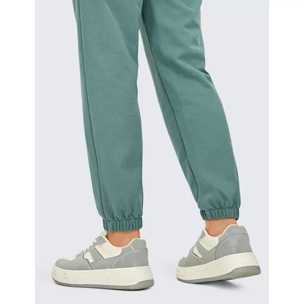 CRZ YOGA Cinch Bottom Sweatpants Women High Waisted Thick Cotton Sweat Pants with Pockets Casual Lounge Athletic JoggersGrey Feather Green