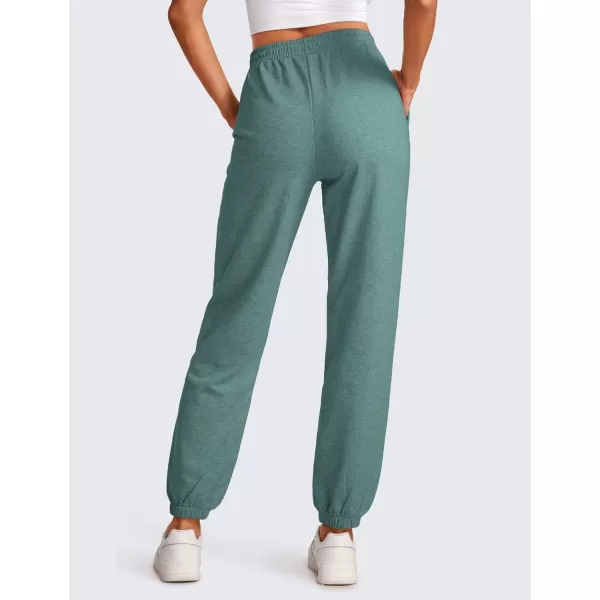 CRZ YOGA Cinch Bottom Sweatpants Women High Waisted Thick Cotton Sweat Pants with Pockets Casual Lounge Athletic JoggersGrey Feather Green