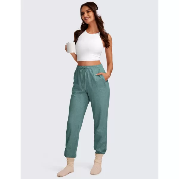 CRZ YOGA Cinch Bottom Sweatpants Women High Waisted Thick Cotton Sweat Pants with Pockets Casual Lounge Athletic JoggersGrey Feather Green