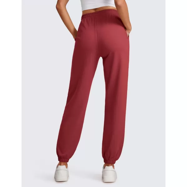 CRZ YOGA Cinch Bottom Sweatpants Women High Waisted Thick Cotton Sweat Pants with Pockets Casual Lounge Athletic JoggersPurplish Red