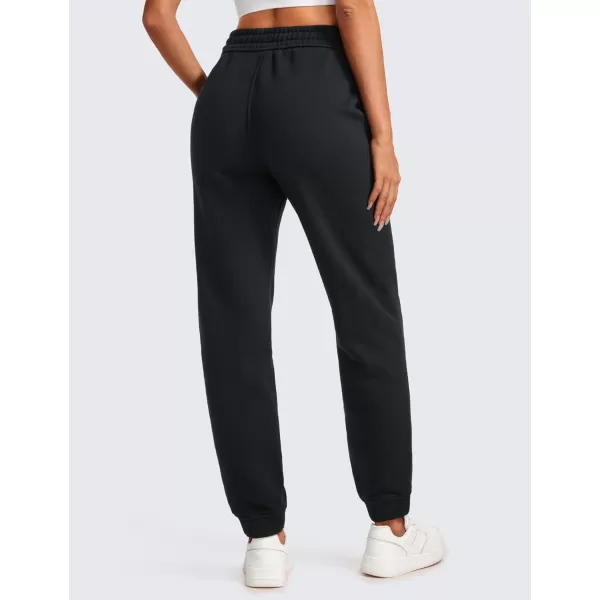 CRZ YOGA Cotton Fleece Lined Sweatpants Women High Waisted Warm Casual Lounge Jogger Pants with PocketsBlack