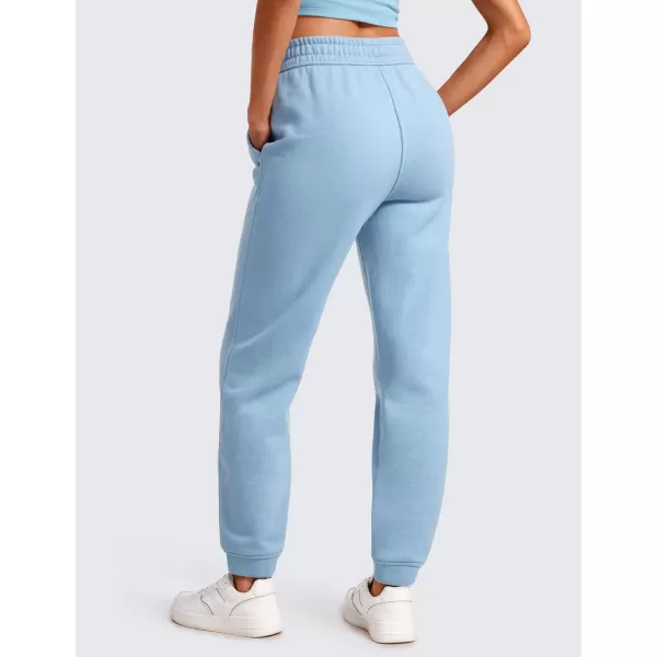 CRZ YOGA Cotton Fleece Lined Sweatpants Women High Waisted Warm Casual Lounge Jogger Pants with PocketsCambric Blue