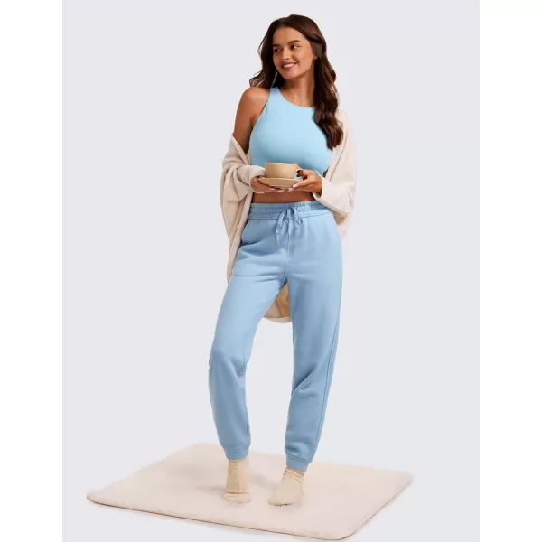 CRZ YOGA Cotton Fleece Lined Sweatpants Women High Waisted Warm Casual Lounge Jogger Pants with PocketsCambric Blue