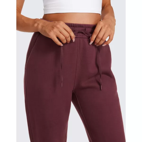 CRZ YOGA Cotton Fleece Lined Sweatpants Women High Waisted Warm Casual Lounge Jogger Pants with PocketsDark Red