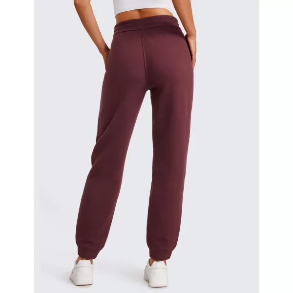 CRZ YOGA Cotton Fleece Lined Sweatpants Women High Waisted Warm Casual Lounge Jogger Pants with PocketsDark Red