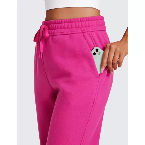 CRZ YOGA Cotton Fleece Lined Sweatpants Women High Waisted Warm Casual Lounge Jogger Pants with PocketsHibiscus Purple