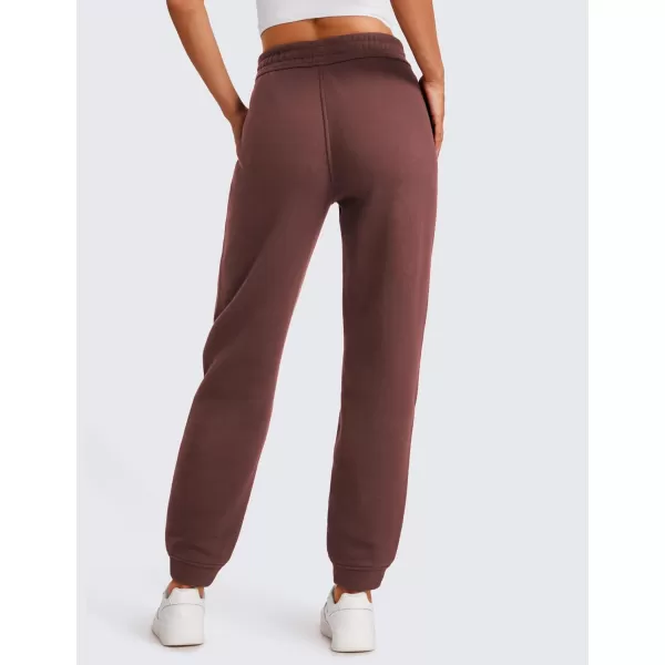 CRZ YOGA Cotton Fleece Lined Sweatpants Women High Waisted Warm Casual Lounge Jogger Pants with PocketsTaupe