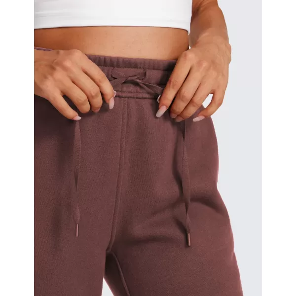 CRZ YOGA Cotton Fleece Lined Sweatpants Women High Waisted Warm Casual Lounge Jogger Pants with PocketsTaupe