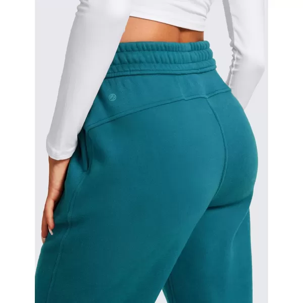 CRZ YOGA Cotton Fleece Lined Sweatpants Women Straight Leg Casual Lounge Sweat Pants for WomenGreen Jade