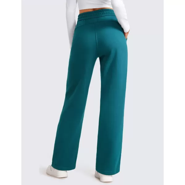 CRZ YOGA Cotton Fleece Lined Sweatpants Women Straight Leg Casual Lounge Sweat Pants for WomenGreen Jade