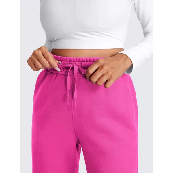 CRZ YOGA Cotton Fleece Lined Sweatpants Women Straight Leg Casual Lounge Sweat Pants for WomenHibiscus Purple