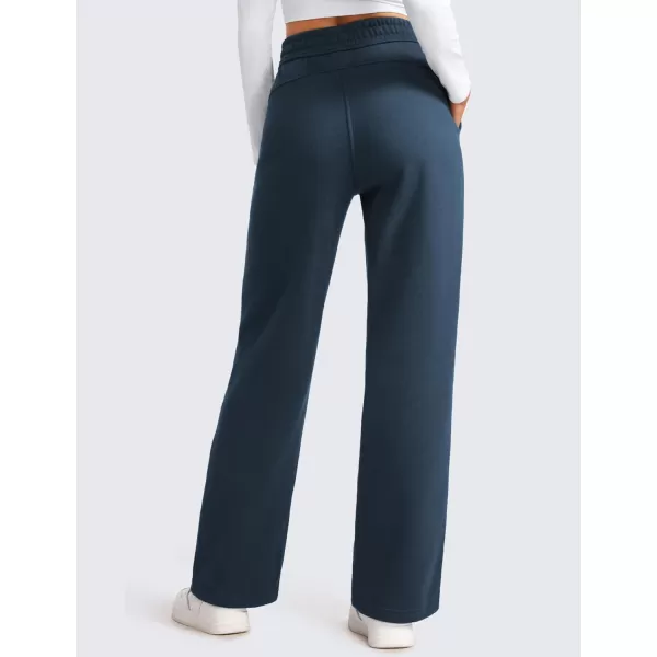 CRZ YOGA Cotton Fleece Lined Sweatpants Women Straight Leg Casual Lounge Sweat Pants for WomenInk Blue