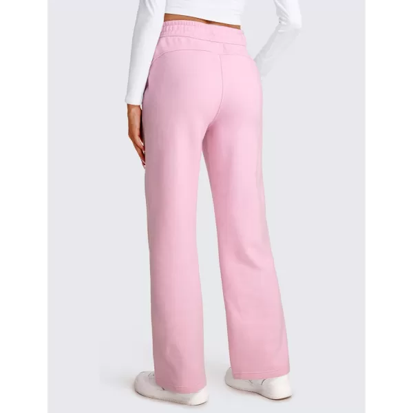 CRZ YOGA Cotton Fleece Lined Sweatpants Women Straight Leg Casual Lounge Sweat Pants for WomenPink Peony