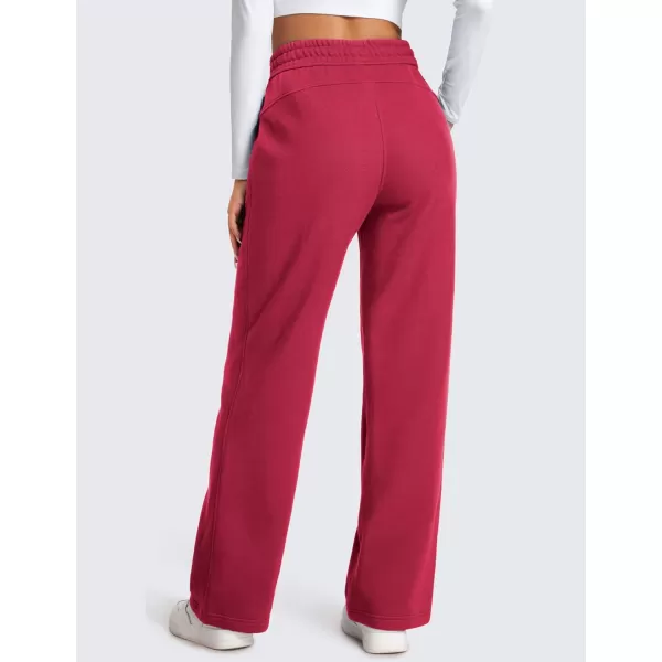 CRZ YOGA Cotton Fleece Lined Sweatpants Women Straight Leg Casual Lounge Sweat Pants for WomenPomegranate