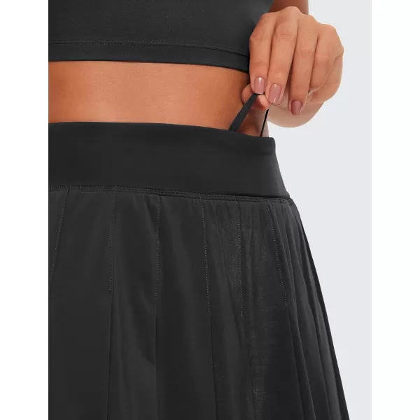 CRZ YOGA Cute Pleated Skirts for Women High Waisted Tennis Golf Skorts with Pockets Casual Athletic Workout SkaterBlack