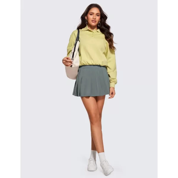 CRZ YOGA Cute Pleated Skirts for Women High Waisted Tennis Golf Skorts with Pockets Casual Athletic Workout SkaterGrey Sage