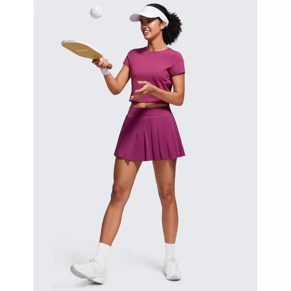 CRZ YOGA Cute Pleated Skirts for Women High Waisted Tennis Golf Skorts with Pockets Casual Athletic Workout SkaterMagenta Purple