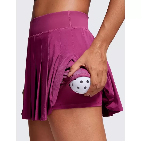 CRZ YOGA Cute Pleated Skirts for Women High Waisted Tennis Golf Skorts with Pockets Casual Athletic Workout SkaterMagenta Purple