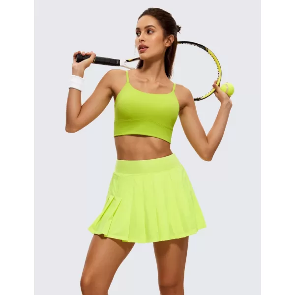 CRZ YOGA Cute Pleated Skirts for Women High Waisted Tennis Golf Skorts with Pockets Casual Athletic Workout SkaterNeon Yellow