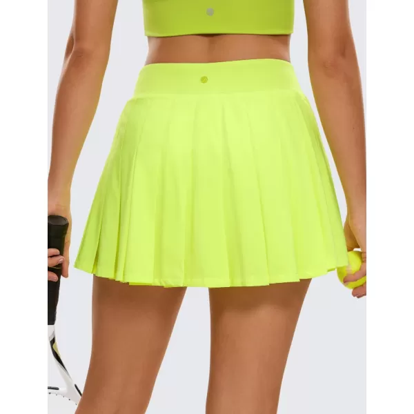 CRZ YOGA Cute Pleated Skirts for Women High Waisted Tennis Golf Skorts with Pockets Casual Athletic Workout SkaterNeon Yellow